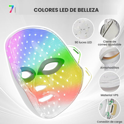 LumiSkin Pro 7 – Máscara Facial de Terapia de Luz LED de 7 Colores
